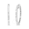 HAUS OF BRILLIANCE HAUS OF BRILLIANCE 14K WHITE GOLD 1 3/4 CTTW ROUND AND BAGUETTE DIAMOND HOOP EARRINGS - (H-I COLOR