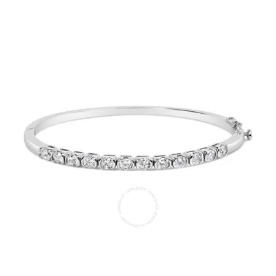 Haus Of Brilliance 14k White Gold 1 7/8 Cttw Semi Bezel Set Diamond Floral Cluster Bangle Bracelet (h-i Color