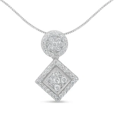 Haus Of Brilliance 14k White Gold 1 Cttw Diamond Pendant Necklace In Gray