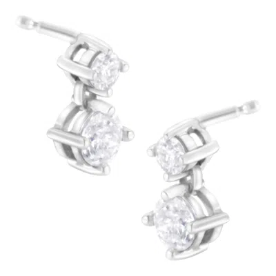Haus Of Brilliance 14k White Gold 1 Cttw Double Diamond Stud Earrings