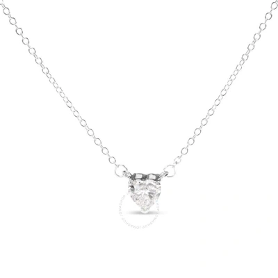 Haus Of Brilliance 14k White Gold 1.0 Cttw Lab-grown Diamond Heart Shape Solitaire Pendant Necklace