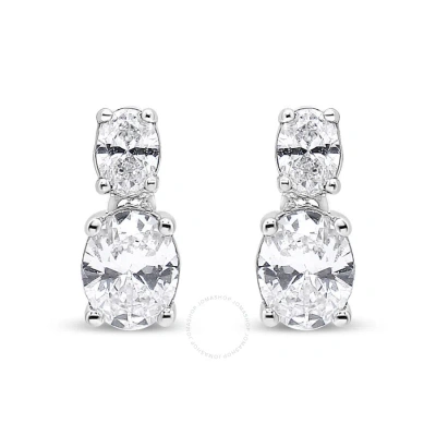 Haus Of Brilliance 14k White Gold 1.0 Cttw Oval Lab Grown Diamond 2 Stone Drop And Dangle Stud Earri