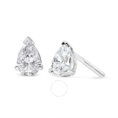 Haus Of Brilliance 14k White Gold 1.0 Cttw Pear Shape Solitaire Lab Grown Diamond Stud Earrings (f-g
