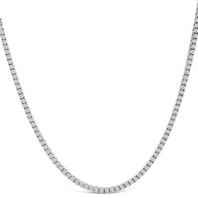 Haus Of Brilliance 14k 10.76 Ct. Tw. Lab-grown Diamond Tennis Necklace In Metallic