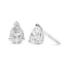 Haus Of Brilliance 14k White Gold 1.0 Ct Pear Shape Solitaire Lab Grown Diamond Stud Earrings In Metallic