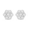 Haus Of Brilliance 14k White Gold 1.0 Ct Prong Rounddiamond Floral Stud Earrings In Metallic