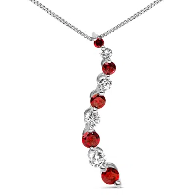 Haus Of Brilliance 14k White Gold 1.0 Cttw Alternating Treated Red And White Diamond Journey Pendant
