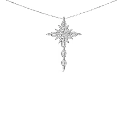 Haus Of Brilliance 14k White Gold 1.0 Cttw Cocktail Cluster Cross 18" Pendant Necklace