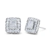 Haus Of Brilliance 14k White Gold 1.0 Cttw Diamond Scallop-edge Framed Square Halo Stud Earrings In White