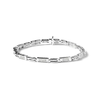 Haus Of Brilliance 14k White Gold 1.0 Cttw Invisible Set Princess Cut Diamond Alternating Station And Link Tennis Brace