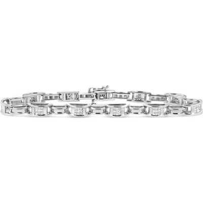 Haus Of Brilliance 14k White Gold 1.0 Cttw Invisible Set Princess Diamond Alternating Link Tennis Bracelet