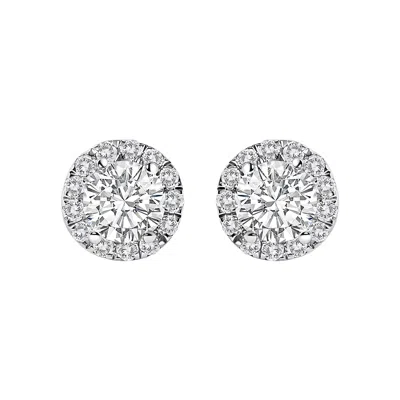 Haus Of Brilliance 14k White Gold 1.0 Cttw Lab-grown Diamond Halo Stud Earring
