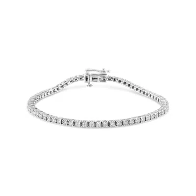 Haus Of Brilliance 14k White Gold 1.0 Cttw Miracle Set Round-cut Lab Grown Diamond Illusion Tennis Bracelet Size 7"