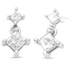Haus Of Brilliance 14k White Gold 1.0 Cttw Princess-cut Double Diamond Drop Stud Earrings For Women In White