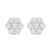 Haus Of Brilliance 14k White Gold 1.0 Cttw Prong Set Round-cut Diamond Floral Stud Earrings In White