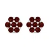 Haus Of Brilliance 14k White Gold 1.0 Cttw Treated Red Diamond Prong Set 7 Stone Floral Stud Earrings In White