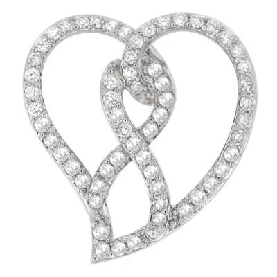 Haus Of Brilliance 14k White Gold 1.0 Cttw White Diamond Awareness Ribbon & Open Heart 18" Pendant Necklace