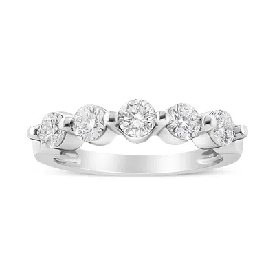 Haus Of Brilliance 14k White Gold 1.00 Cttw Brilliant Round Cut Diamond 5-stone Band Ring