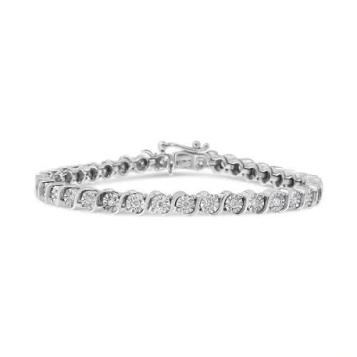Haus Of Brilliance 14k White Gold 1.00 Cttw Lab Grown Diamond Round Miracle Plate And "s" Link Tennis Bracelet Size 7"
