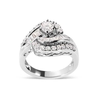Haus Of Brilliance 14k White Gold 1.00 Cttw Round And Baguette Cut Diamond Swirl Cocktail Ring