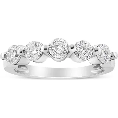 Haus Of Brilliance 14k White Gold 1.00 Cttw Round Cut Diamond 5-stone Band Ring