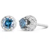 Haus Of Brilliance 14k White Gold 1.00 Cttw Treated Blue And White Diamond Hidden Halo Stud Earrings In Blue