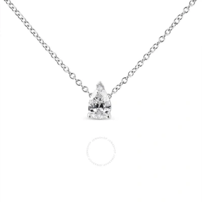 Haus Of Brilliance 14k White Gold 1/10 Cttw Pear Shape Lab Grown Diamond Solitaire Pendant Necklace
