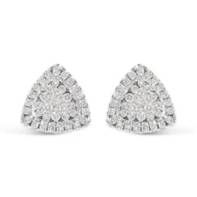 Haus Of Brilliance 14k White Gold 1/2 Ct Trillion Shaped Diamond Stud Earrings