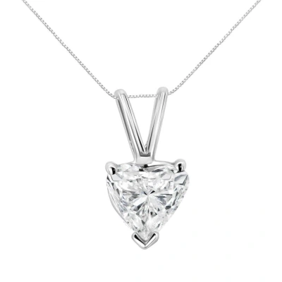 Haus Of Brilliance 14k White Gold 1/2 Cttw 3-prong Set Heart Shaped Solitaire Lab Grown Diamond 18"