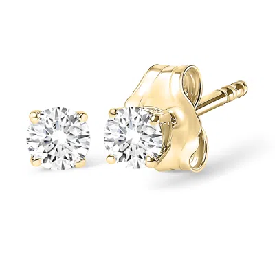 Haus Of Brilliance 14k White Gold 1/2 Cttw 4-prong Set Brilliant Round-cut Solitaire Lab Grown Diamond Push Back Stud E In Yellow
