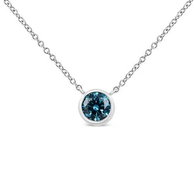 HAUS OF BRILLIANCE HAUS OF BRILLIANCE 14K WHITE GOLD 1/2 CTTW BLUE LAB GROWN DIAMOND BEZEL- SOLITAIRE PENDANT NECKLACE