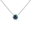 Haus Of Brilliance 14k White Gold 1/2 Cttw Blue Lab Grown Diamond Modern Bezel-set Solitaire 16"-18" Pendant Necklace In Metallic