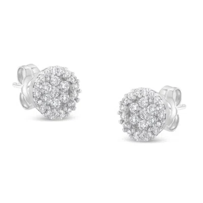 Haus Of Brilliance 14k White Gold 1/2 Cttw Brilliant-cut Diamond Halo-style Cluster Round Button Stud Earrings
