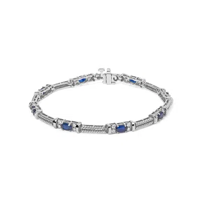 Haus Of Brilliance 14k White Gold 1/2 Cttw Diamond & Oval Blue Sapphire Braided Link Bracelet