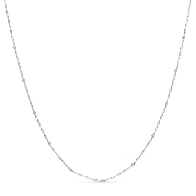 Haus Of Brilliance 14k White Gold 1/2 Cttw Diamond Bezel Station Paperclip Chain Necklace
