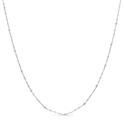 Haus Of Brilliance 14k White Gold 1/2 Cttw Diamond Bezel Station Paperclip Chain Necklace (h-i Color