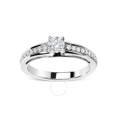 Haus Of Brilliance 14k White Gold 1/2 Cttw Diamond Solitaire Pave Set Engagement Ring- Size 7