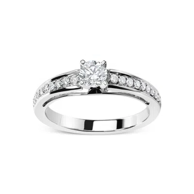 Haus Of Brilliance 14k White Gold 1/2 Cttw Diamond Solitaire Pave Set Engagement Ring
