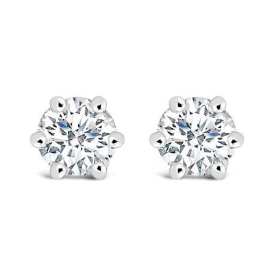 Haus Of Brilliance 14k White Gold 1/2 Cttw Lab-grown Diamond 6 Prong Hidden Halo Stud Earrings