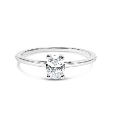 Haus Of Brilliance 14k White Gold 1/2 Cttw Oval Lab Grown Diamond 4 Prong Solitaire Engagement Ring