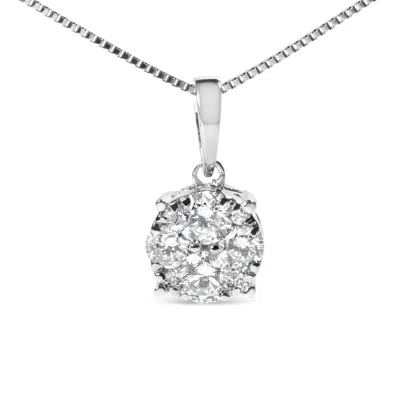 Haus Of Brilliance 14k White Gold 1/2 Cttw Lab Grown Diamond Floral Cluster Pendant 18" Necklace