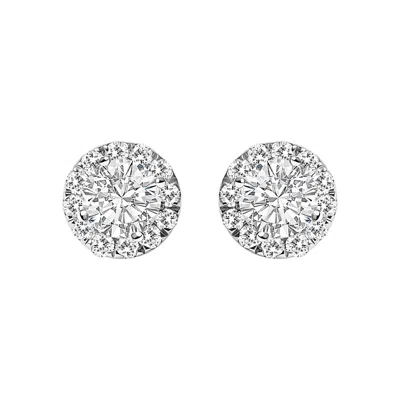 Haus Of Brilliance 14k White Gold 1/2 Cttw Lab-grown Diamond Halo Stud Earring