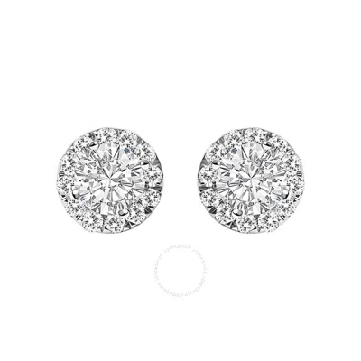 Haus Of Brilliance 14k White Gold 1/2 Cttw Lab-grown Diamond Halo Stud Earring (f-g Color