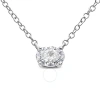 HAUS OF BRILLIANCE HAUS OF BRILLIANCE 14K WHITE GOLD 1/2 CTTW LAB GROWN OVAL SHAPE SOLITAIRE DIAMOND EAST WEST 18" NECK