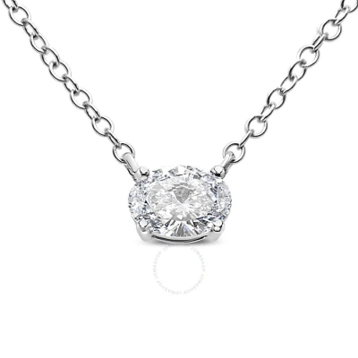 Haus Of Brilliance 14k White Gold 1/2 Cttw Lab Grown Oval Shape Solitaire Diamond East West 18" Neck