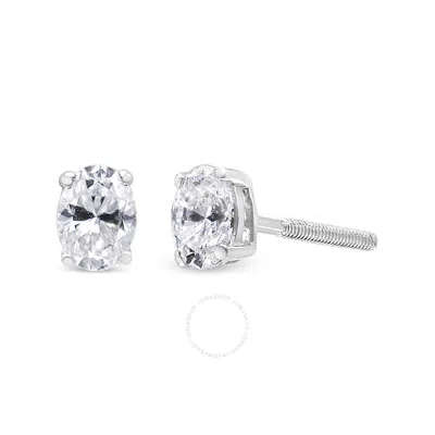 Haus Of Brilliance 14k White Gold 1/2 Cttw Lab Grown Oval Solitaire Diamond Stud Earrings (f-g Color