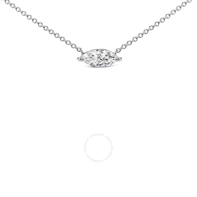 Haus Of Brilliance 14k White Gold 1/2 Cttw Marquise Lab-grown Diamond East West Solitaire 18" Pendan