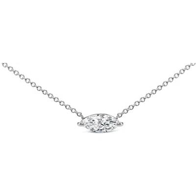 Haus Of Brilliance 14k White Gold 1/2 Cttw Marquise Lab-grown Diamond Solitaire Pendant Necklace