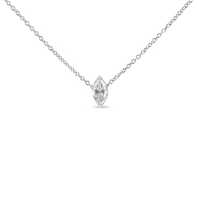 Haus Of Brilliance 14k White Gold 1/2 Cttw Marquise Shape Lab Grown Diamond Solitaire Pendant Necklace (f-g Color, Vs2-