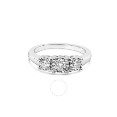 Haus Of Brilliance 14k White Gold 1/2 Cttw Miracle Set Round Lab Grown Diamond Three Stone Illusion